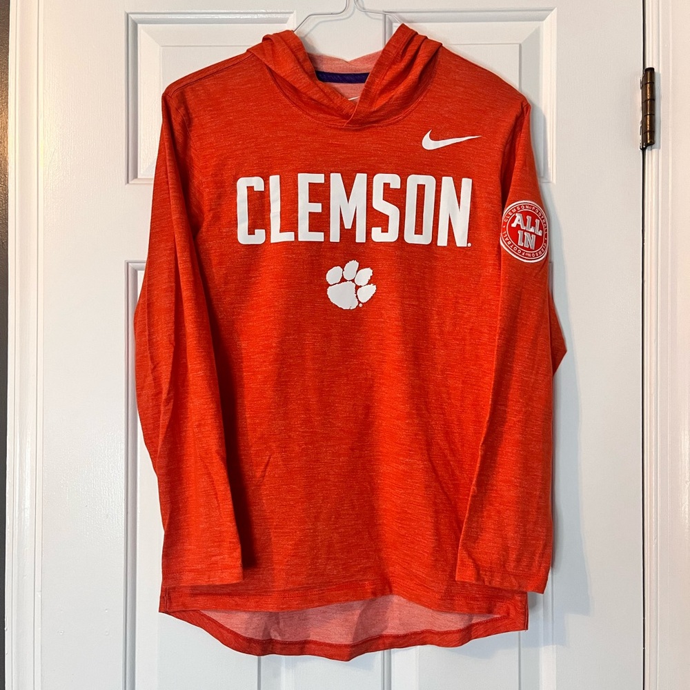 Clemson University Hooded Long-sleeved T-shirt for Men. Nike.  Size Small.